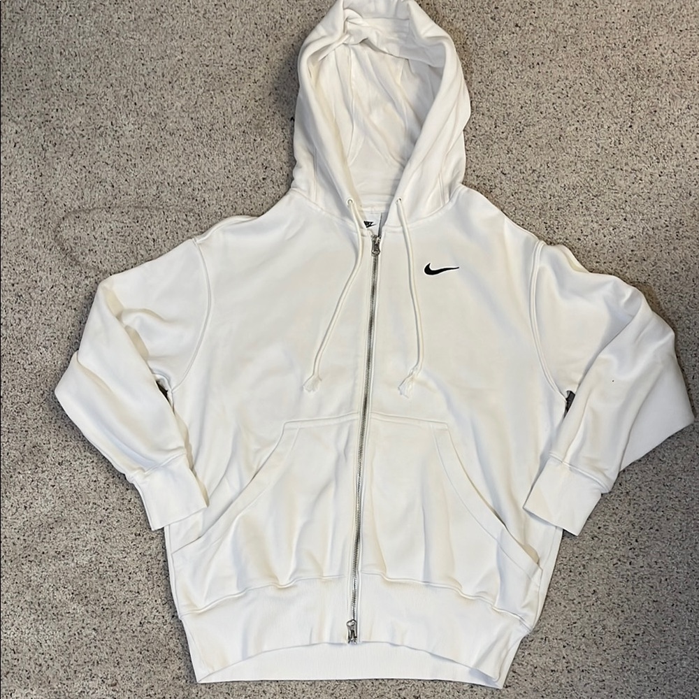 Nike White Zip-Up Hoodie